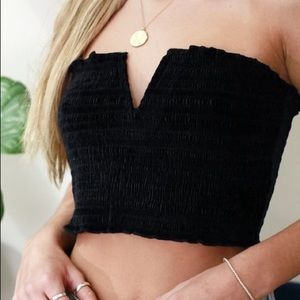 Black Tube top with small V-neck